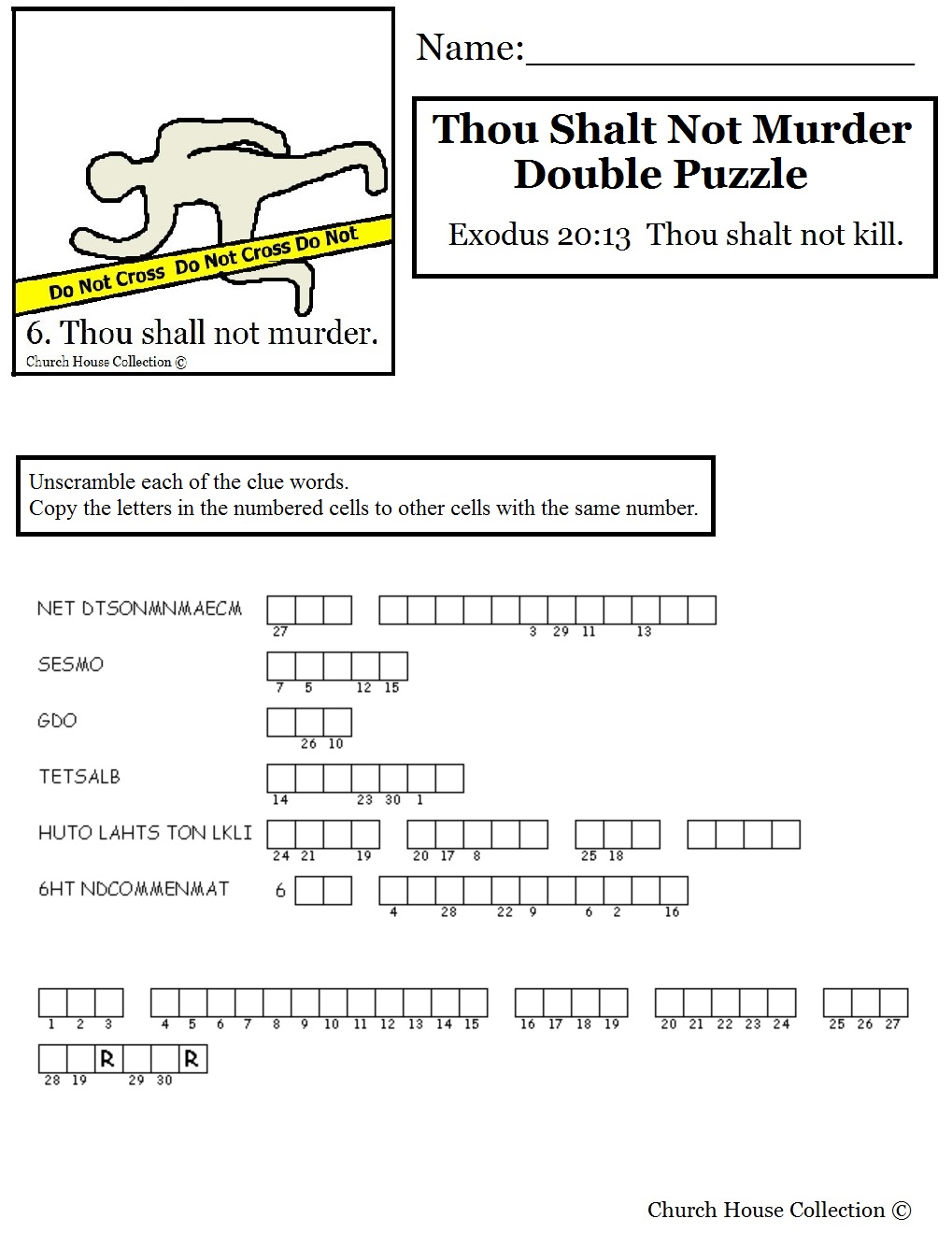 Thou shalt not murder double puzzle